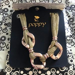 🆕BNWT rose Gold color bold thick necklace in gift bag fashion funky “gold” color